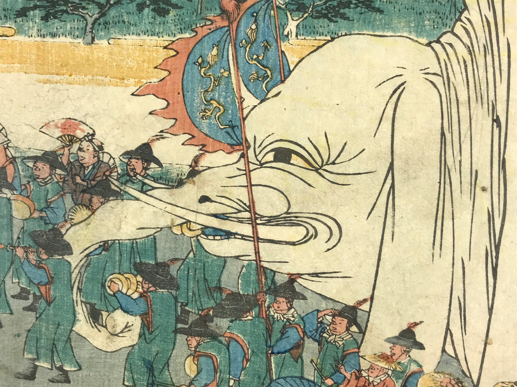 Antique 1860 Japanese Ukiyoe Woodblock Print Utagawa Sanno Festival Parade FL223