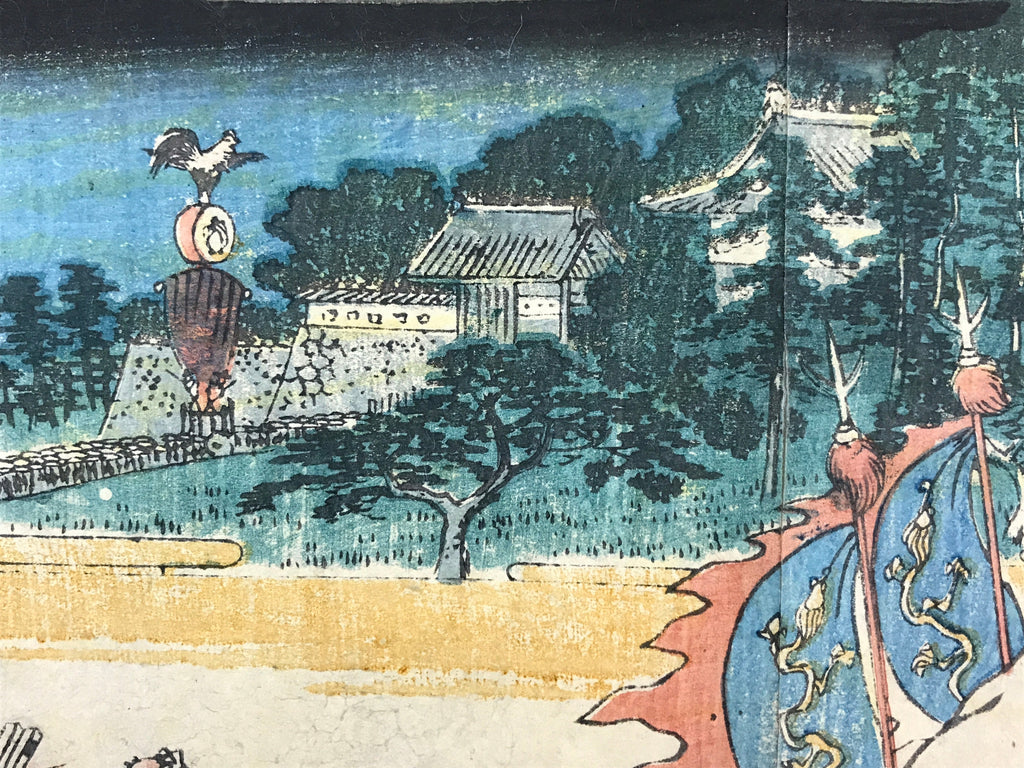 Antique 1860 Japanese Ukiyoe Woodblock Print Utagawa Sanno Festival Parade FL223