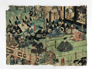 Antique 1880 Japanese Ukiyoe Woodblock Print Yoshikazu Utagawa Samurai FL249