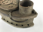 Antique 1900 Japanese Sad Iron Charcoal Chimney Wood Handle Cherry Blossom JK687