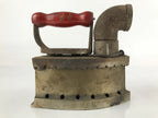 Antique 1900 Japanese Sad Iron Charcoal Chimney Wood Handle Cherry Blossom JK687