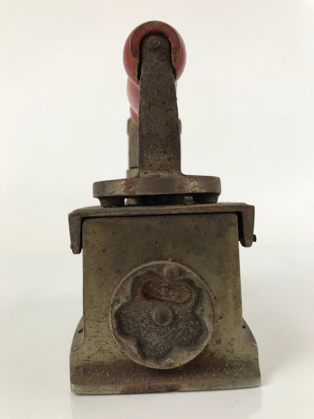 Antique 1900 Japanese Sad Iron Charcoal Chimney Wood Handle Cherry Blossom JK687