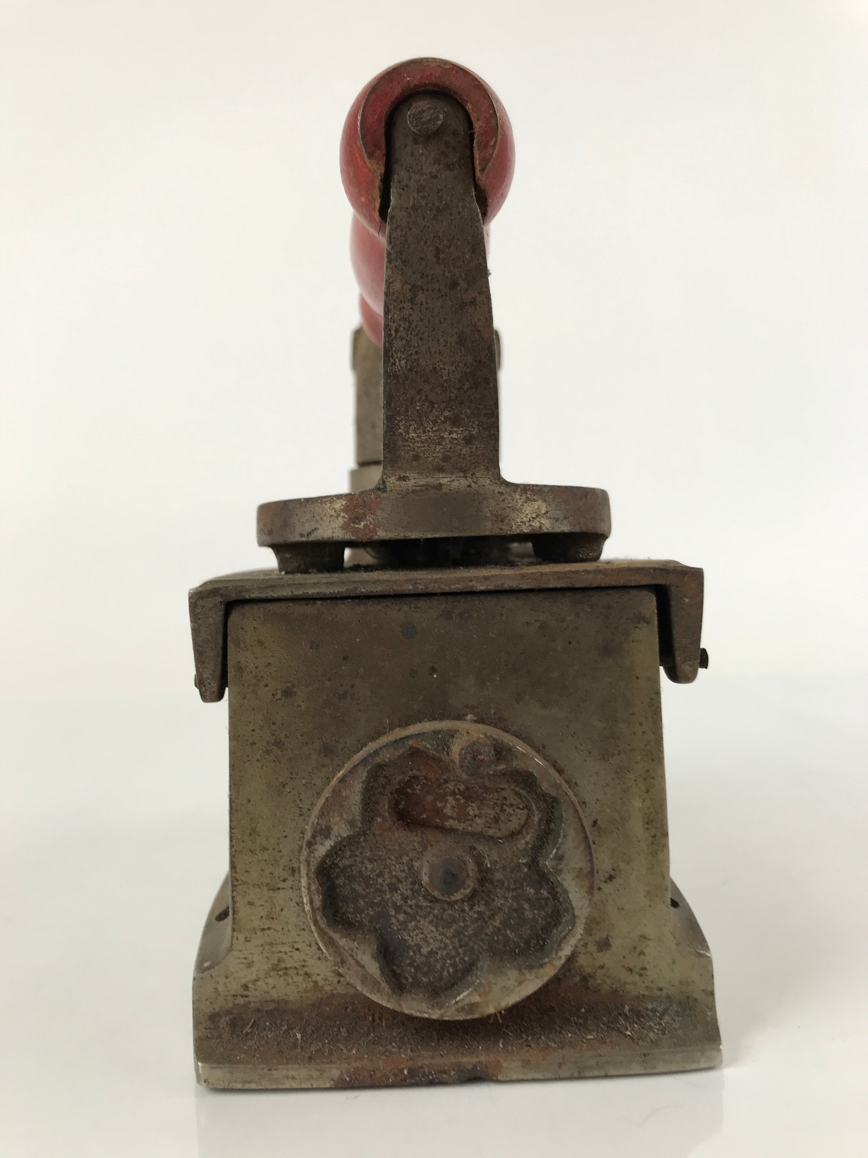 Antique 1900 Japanese Sad Iron Charcoal Chimney Wood Handle Cherry Blossom JK687