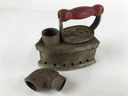 Antique 1900 Japanese Sad Iron Charcoal Chimney Wood Handle Cherry Blossom JK687