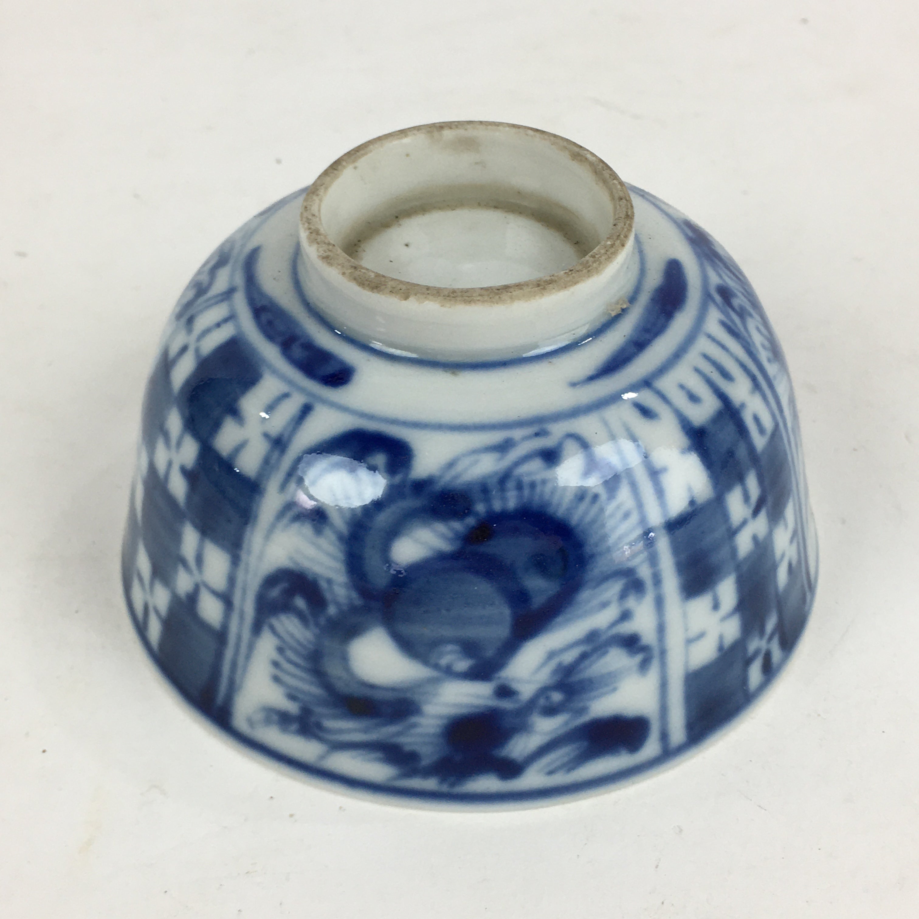 Antique C1824 Japanese Koimari Lidded Teacup Yunomi Blue White PP971
