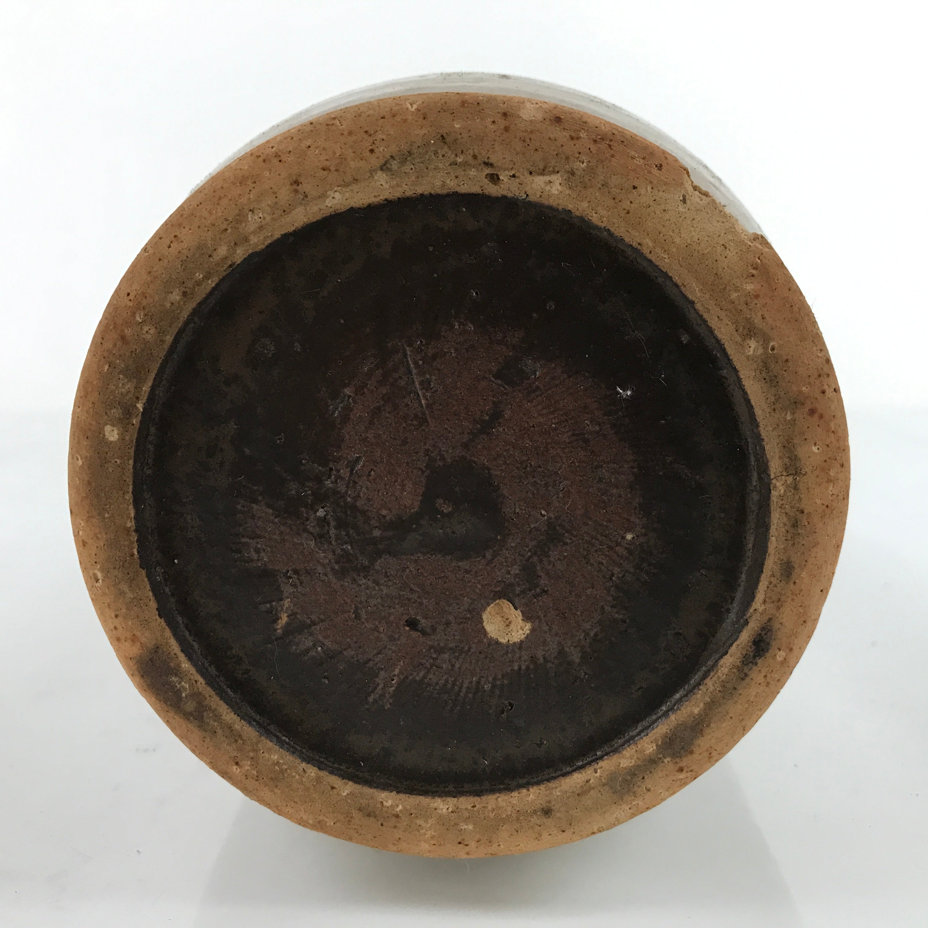 Antique C1880 Japanese Ceramic Sake Bottle Kayoi-Tokkuri Black Kanji Gray TS672