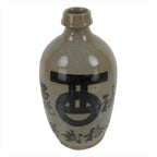 Antique C1880 Japanese Ceramic Sake Bottle Kayoi-Tokkuri Black Kanji Gray TS672