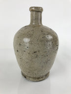 Antique C1880 Japanese Ceramic Sake Bottle Kayoi-Tokkuri Gray Black Kanji TS630