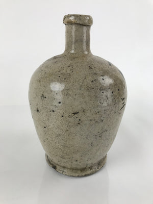 Antique C1880 Japanese Ceramic Sake Bottle Kayoi-Tokkuri Gray Black Kanji TS630