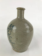 Antique C1880 Japanese Ceramic Sake Bottle Kayoi-Tokkuri Gray Blue Kanji TS629