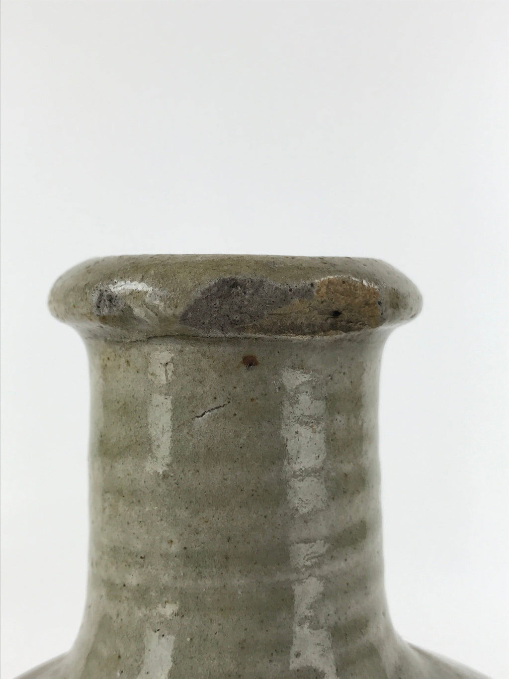 Antique C1880 Japanese Ceramic Sake Bottle Kayoi-Tokkuri Gray Blue Kanji TS629