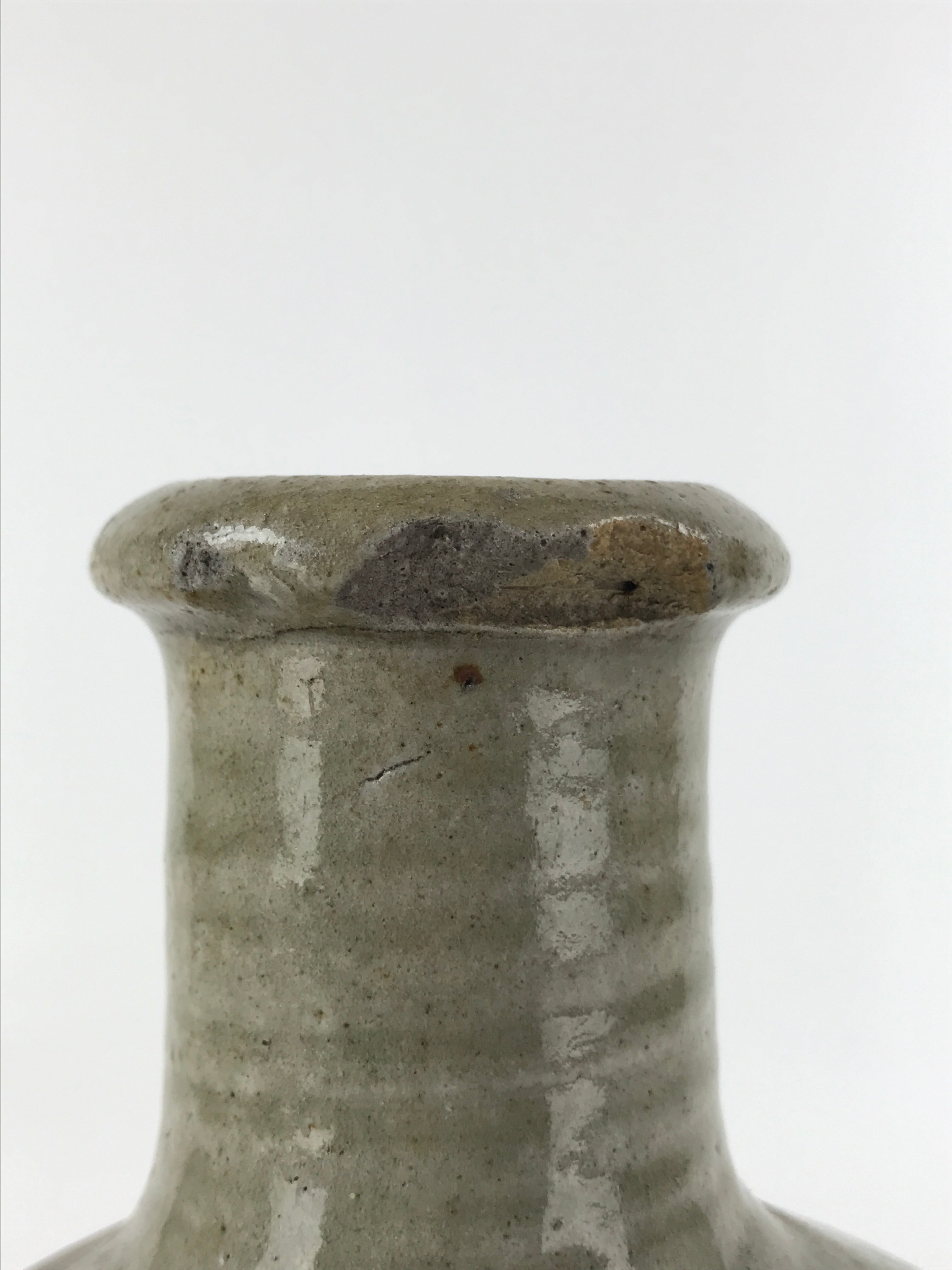 Antique C1880 Japanese Ceramic Sake Bottle Kayoi-Tokkuri Gray Blue Kanji TS629
