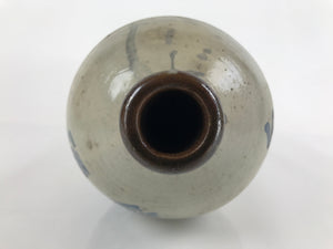 Antique C1880 Japanese Ceramic Sake Bottle Kayoi-Tokkuri Gray Blue Kanji TS632