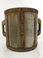 Antique C1880 Japanese Handmade Wood Masu Ittomasu Rice Bucket Brown BK31