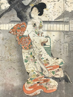 Antique C1880 Japanese Ukiyoe Woodblock Print Chikanobu Yoshu Chiyoda FL246