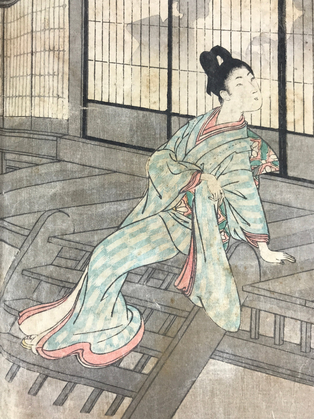 Antique C1880 Japanese Ukiyoe Woodblock Print Chikanobu Yoshu Chiyoda FL246