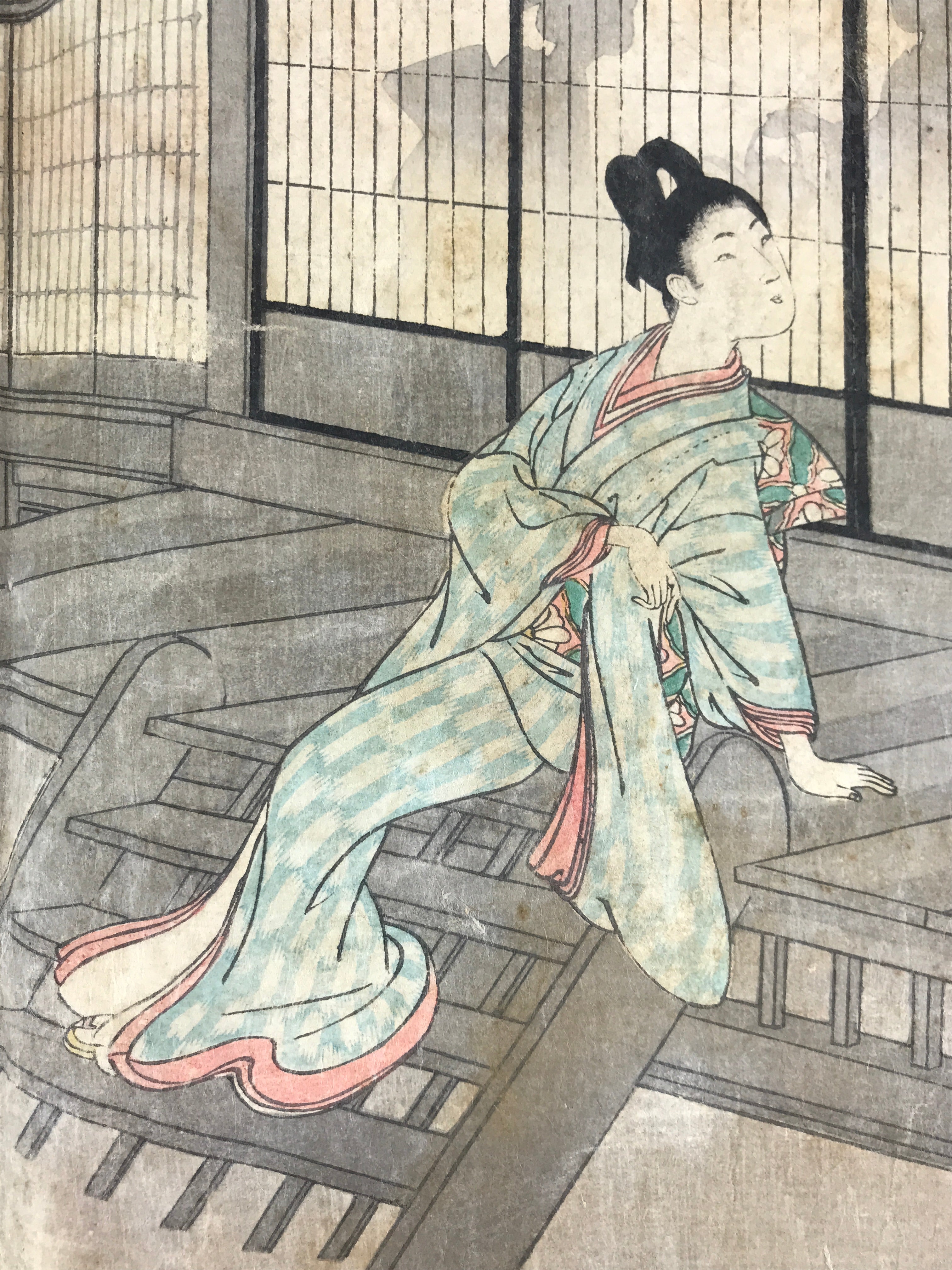 Antique C1880 Japanese Ukiyoe Woodblock Print Chikanobu Yoshu Chiyoda FL246