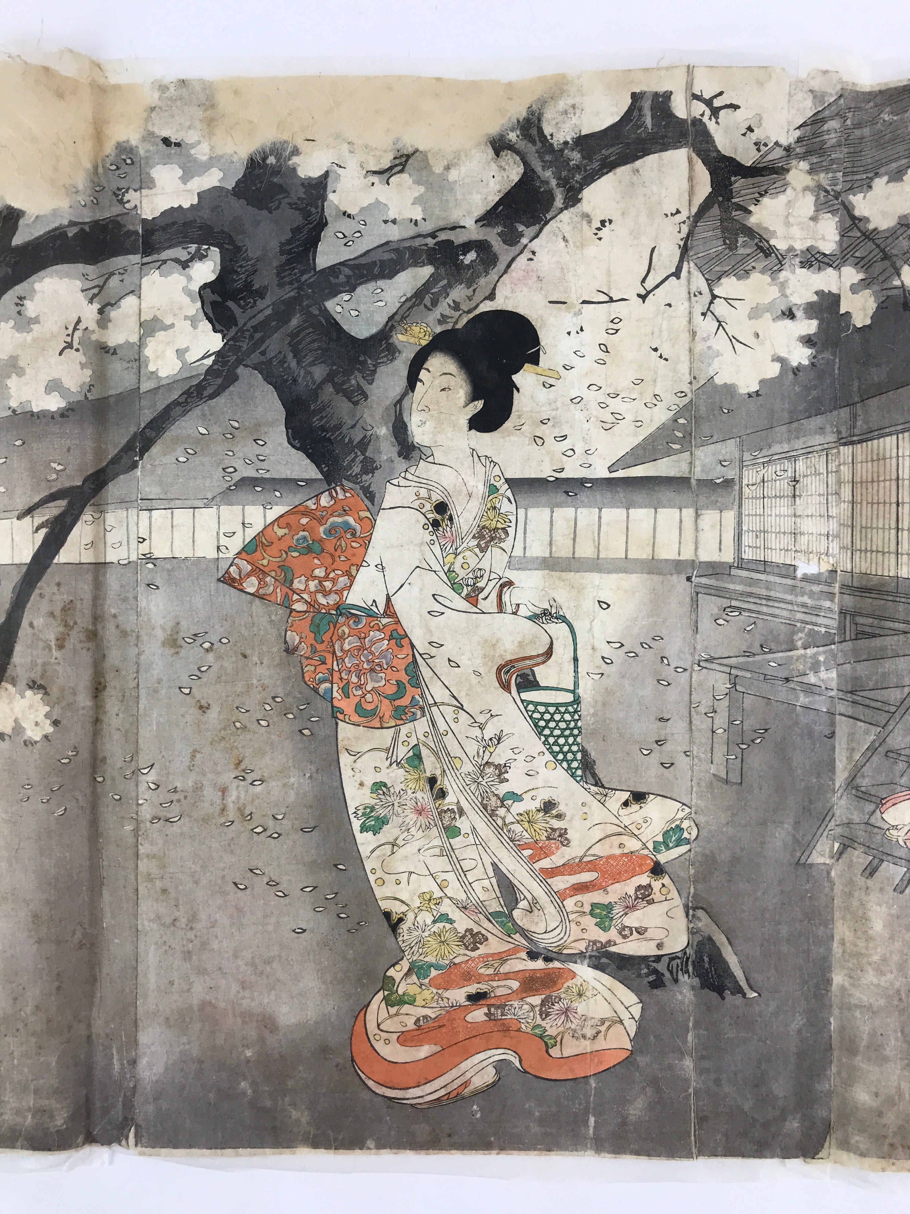 Antique C1880 Japanese Ukiyoe Woodblock Print Chikanobu Yoshu Chiyoda FL246