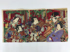 Antique C1880 Japanese Ukiyoe Woodblock Print Chikanobu Yoshu Kabuki FL242