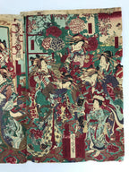 Antique C1880 Japanese Ukiyoe Woodblock Print Chikanobu Yoshu Kabuki FL243