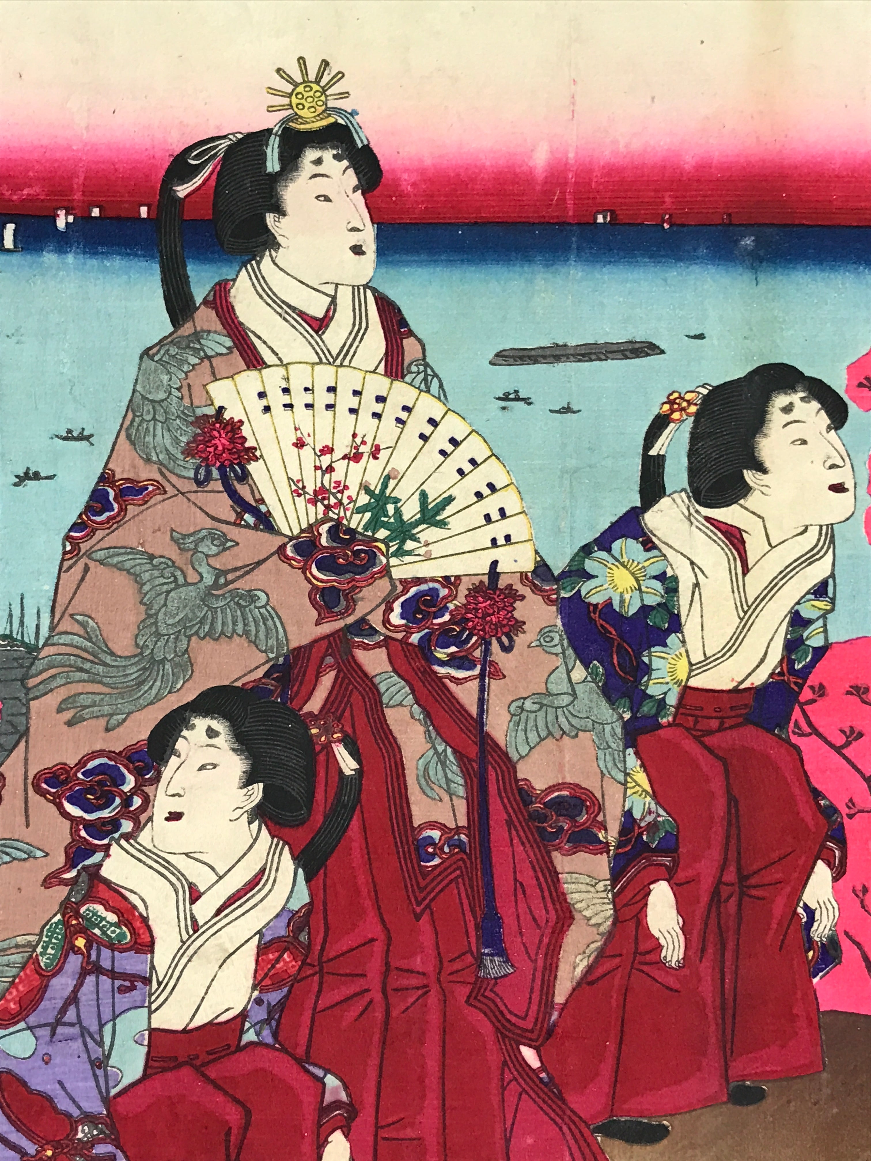 Antique C1880 Japanese Ukiyoe Woodblock Print Kuniaki Shiba Park FL247