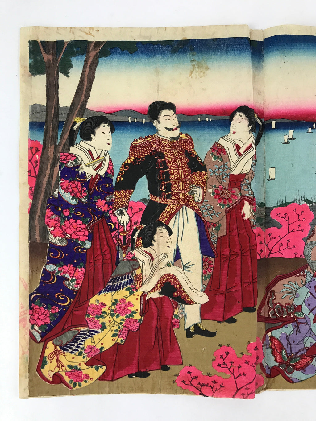 Antique C1880 Japanese Ukiyoe Woodblock Print Kuniaki Shiba Park FL247