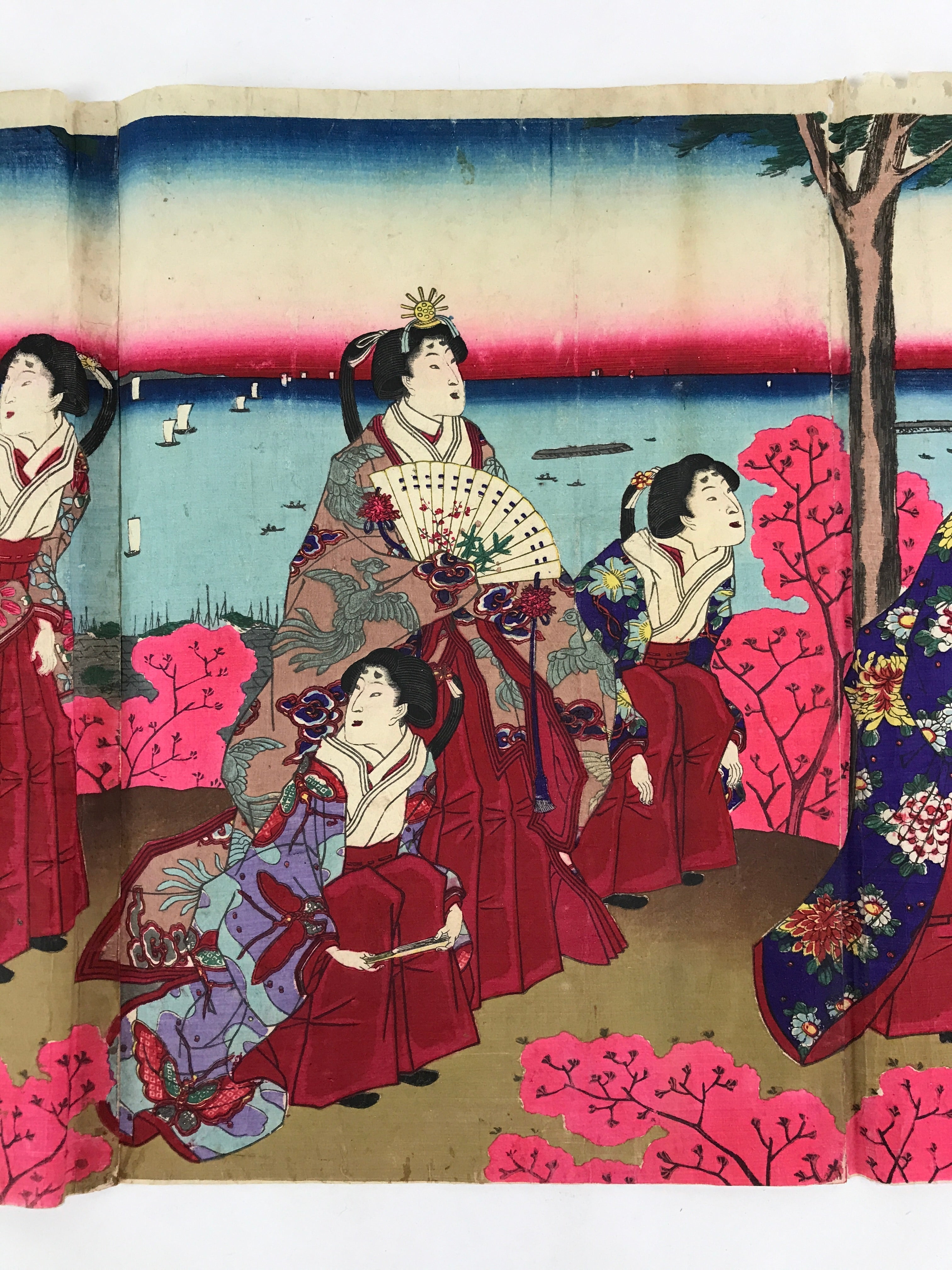 Antique C1880 Japanese Ukiyoe Woodblock Print Kuniaki Shiba Park FL247