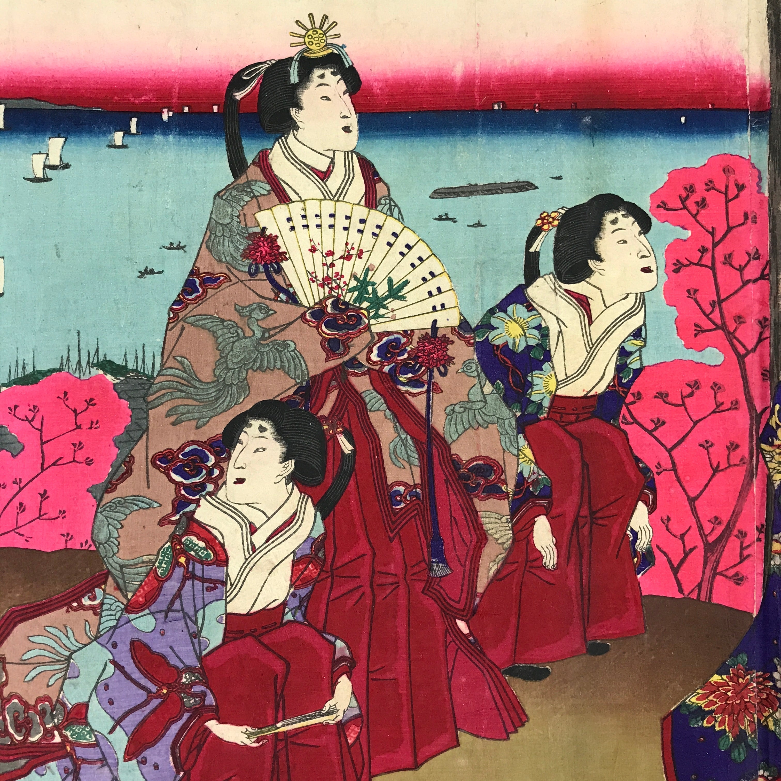 Antique C1880 Japanese Ukiyoe Woodblock Print Kuniaki Shiba Park