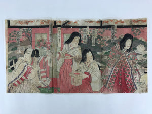 Antique C1880 Japanese Ukiyoe Woodblock Print Orihime Kouchoro Kabushi FL237