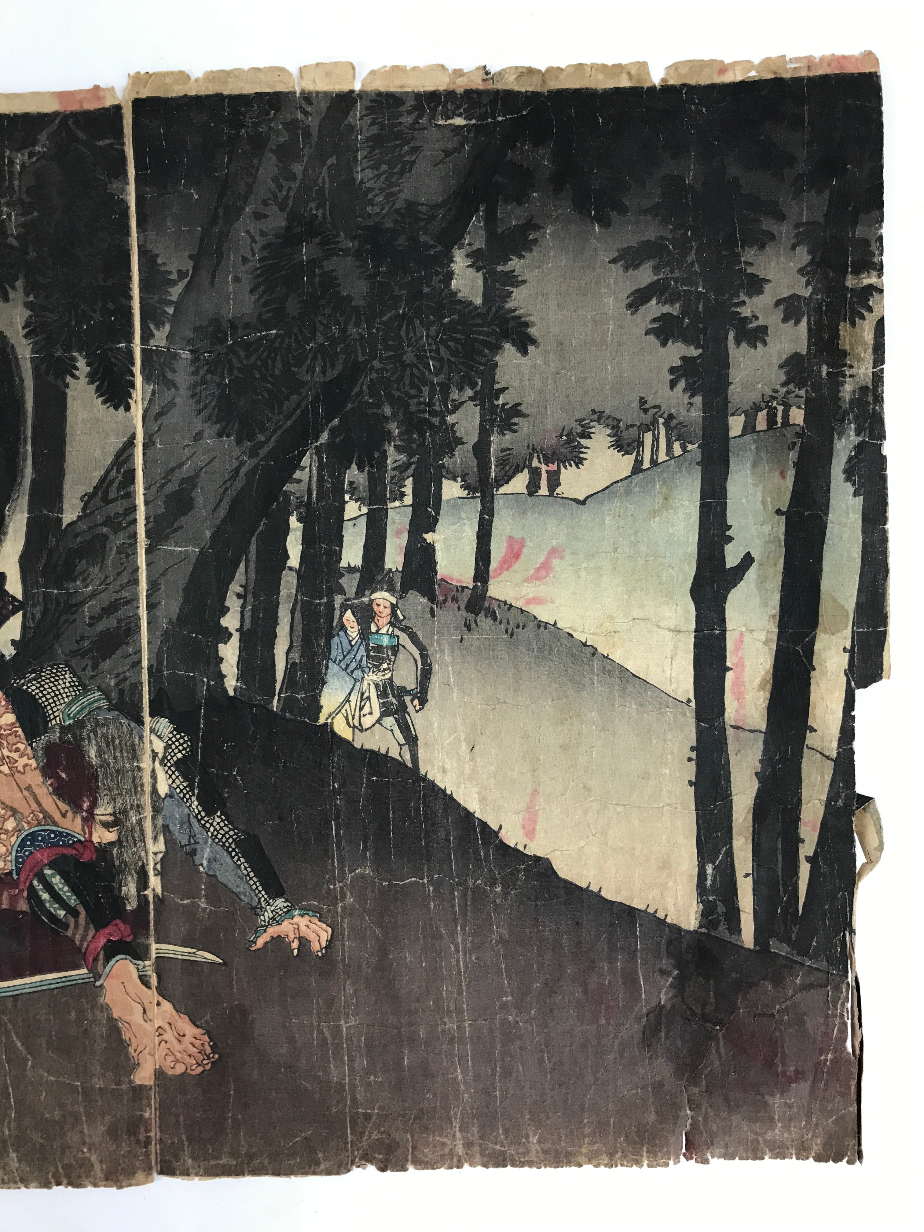 Antique C1880 Japanese Ukiyoe Woodblock Print Osaka Toyotomi Tokugawa FL248