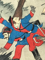 Antique C1880 Japanese Ukiyoe Woodblock Print Rosetsu Japan Russia Train FL233