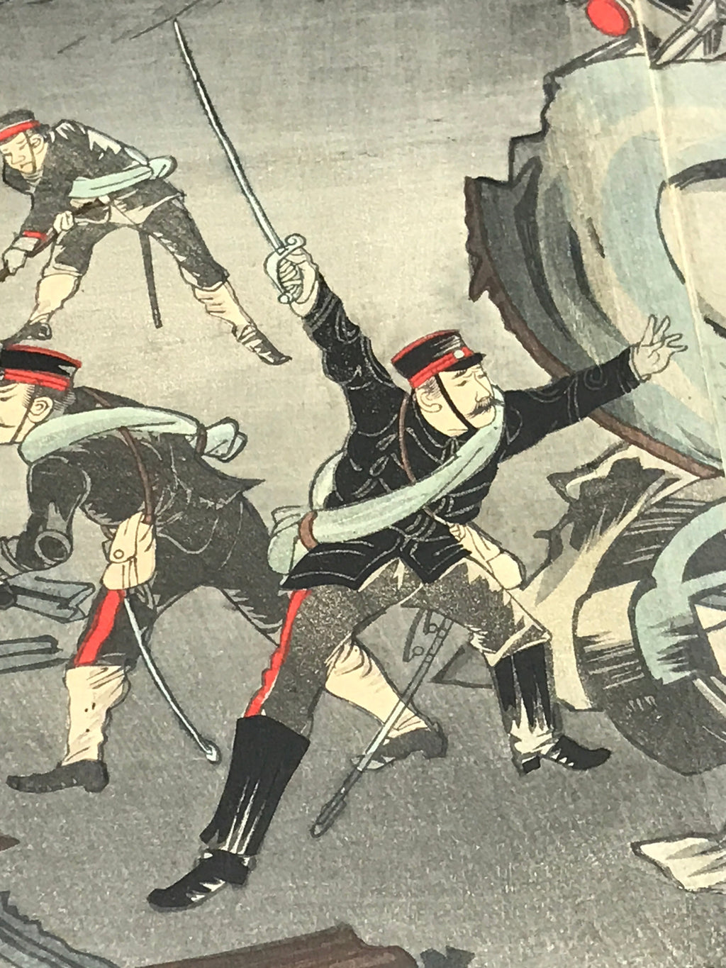 Antique C1880 Japanese Ukiyoe Woodblock Print Rosetsu Japan Russia Train FL233