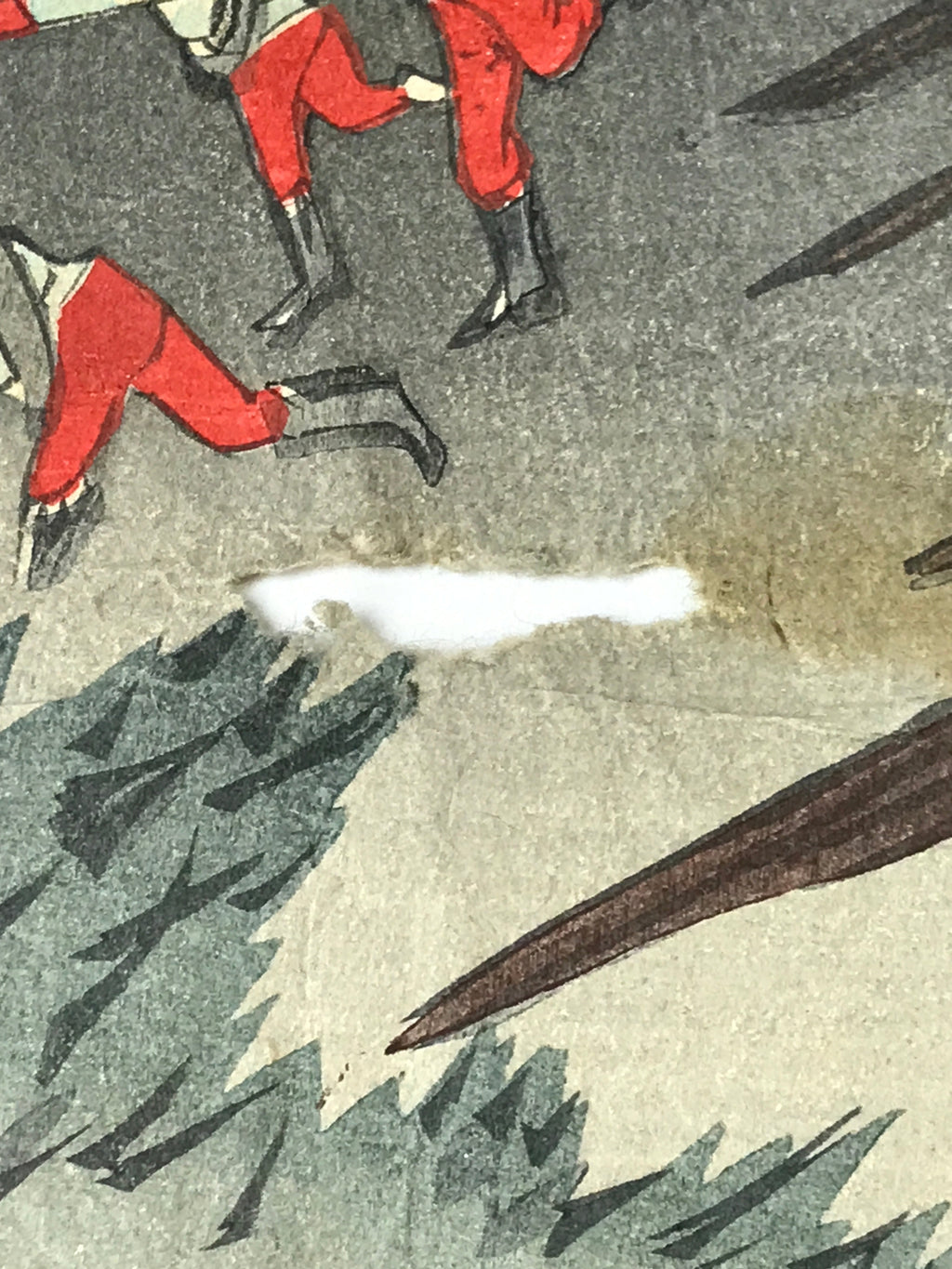 Antique C1880 Japanese Ukiyoe Woodblock Print Rosetsu Japan Russia Train FL233