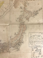 Antique C1894 Japanese Meiji 3 Countries Map Japan China Korea Nichi Shin Kan P322