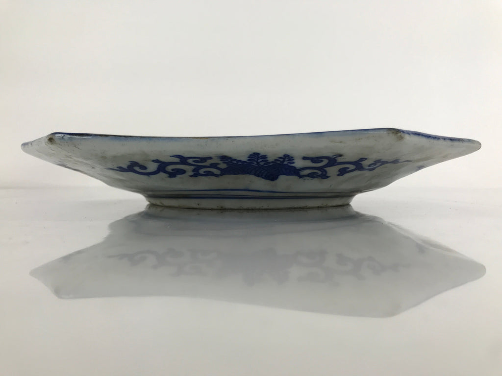 Antique C1900 Chinese Porcelain Sometsuke Plate Blue White Layered Flowers PY789
