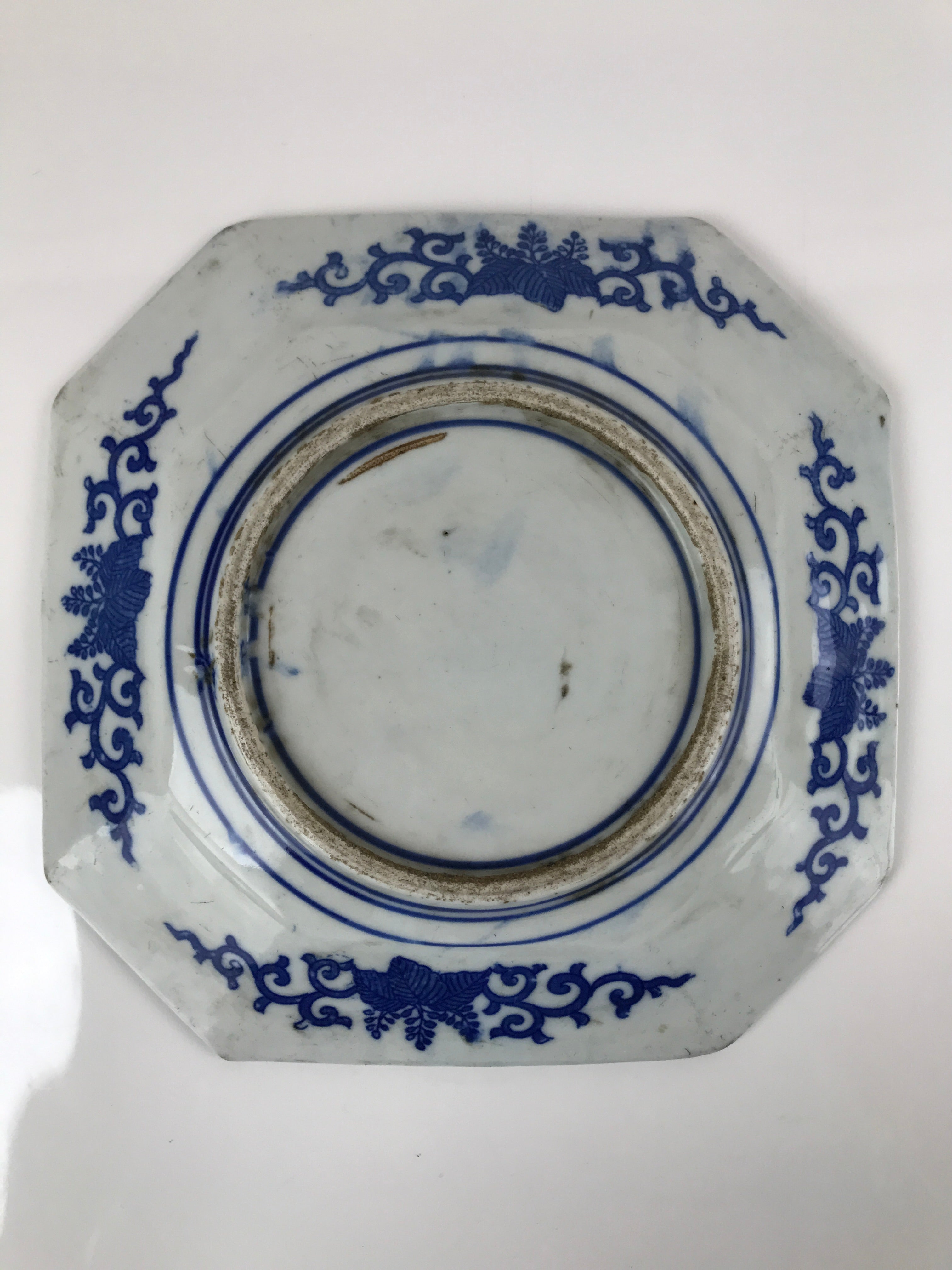 Antique C1900 Chinese Porcelain Sometsuke Plate Blue White Layered Flowers PY789