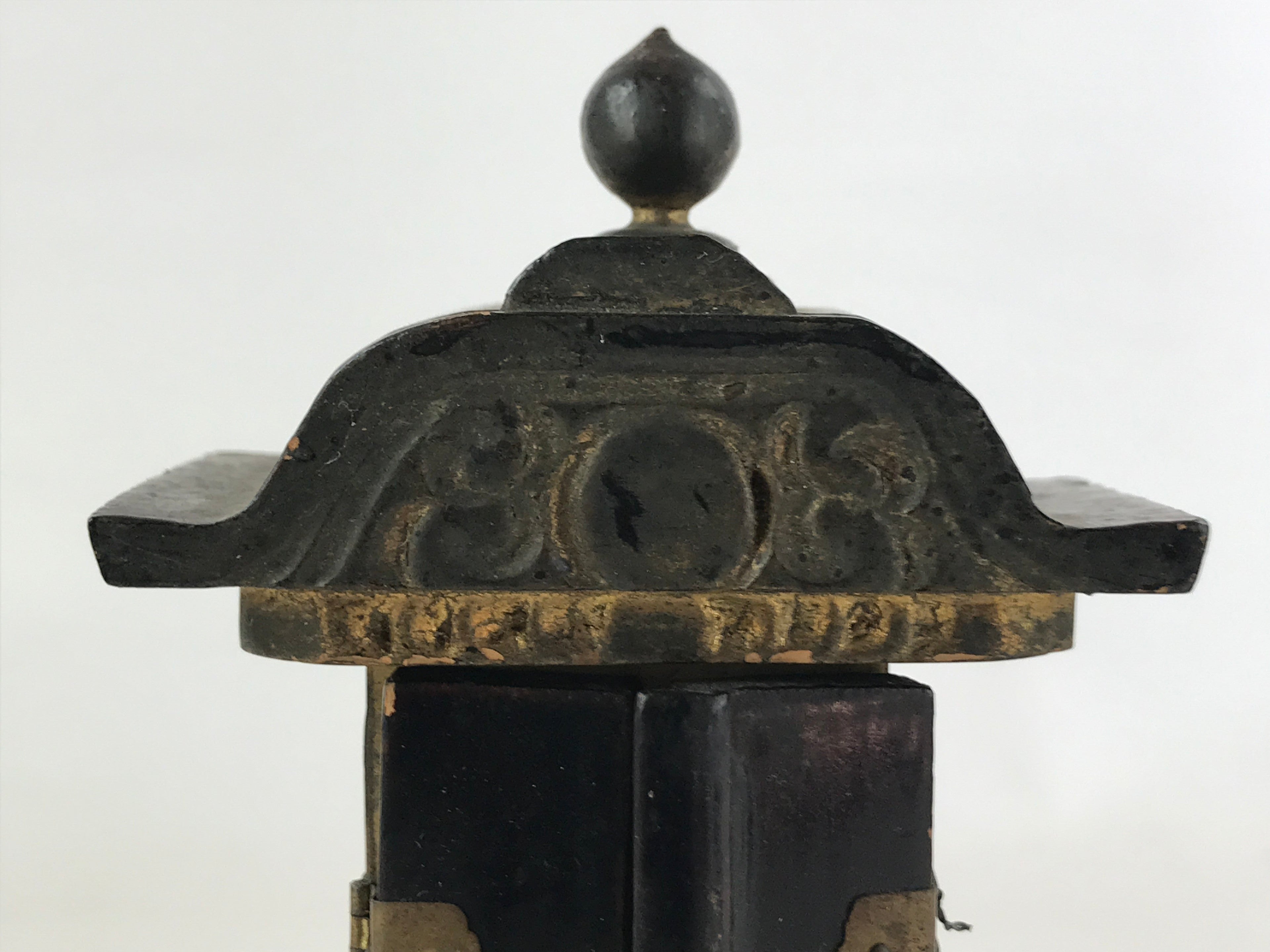 Antique C1900 Japanese Buddhist Altar Mortuary Tablet Wood Lacquer Ihai BA119