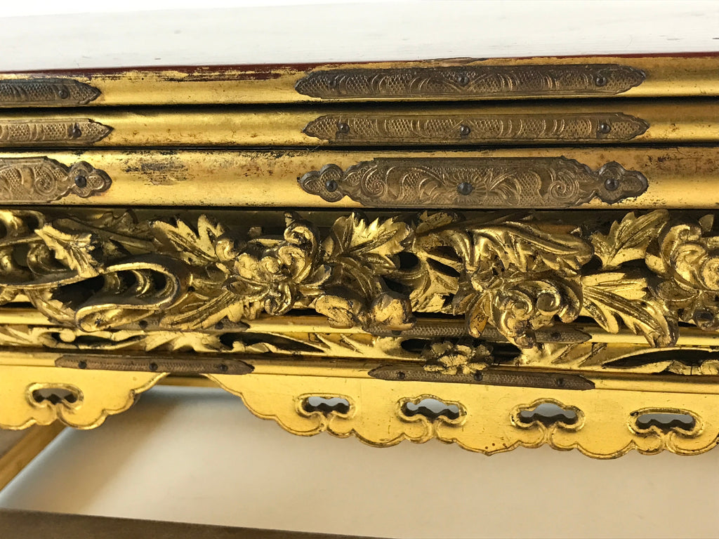Antique C1900 Japanese Buddhist Altar Wood Lacquer Offering Table Maejyoku BA83