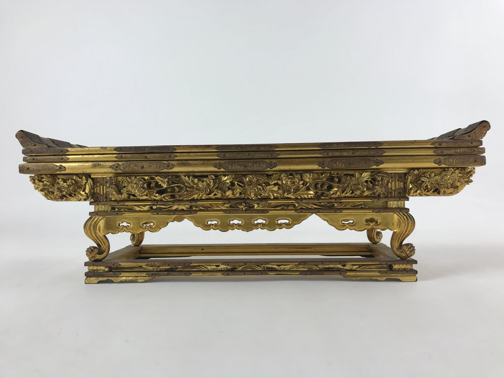 Antique C1900 Japanese Buddhist Altar Wood Lacquer Offering Table Maejyoku BA83