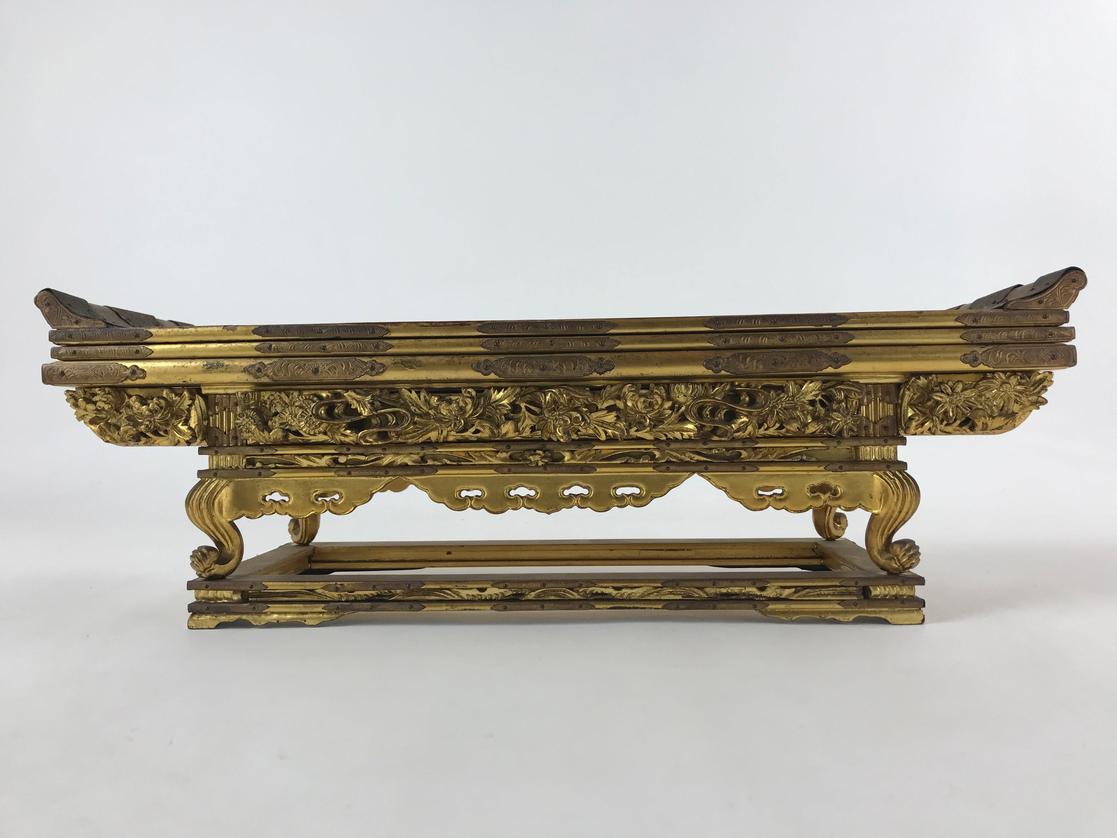 Antique C1900 Japanese Buddhist Altar Wood Lacquer Offering Table Maejyoku BA83