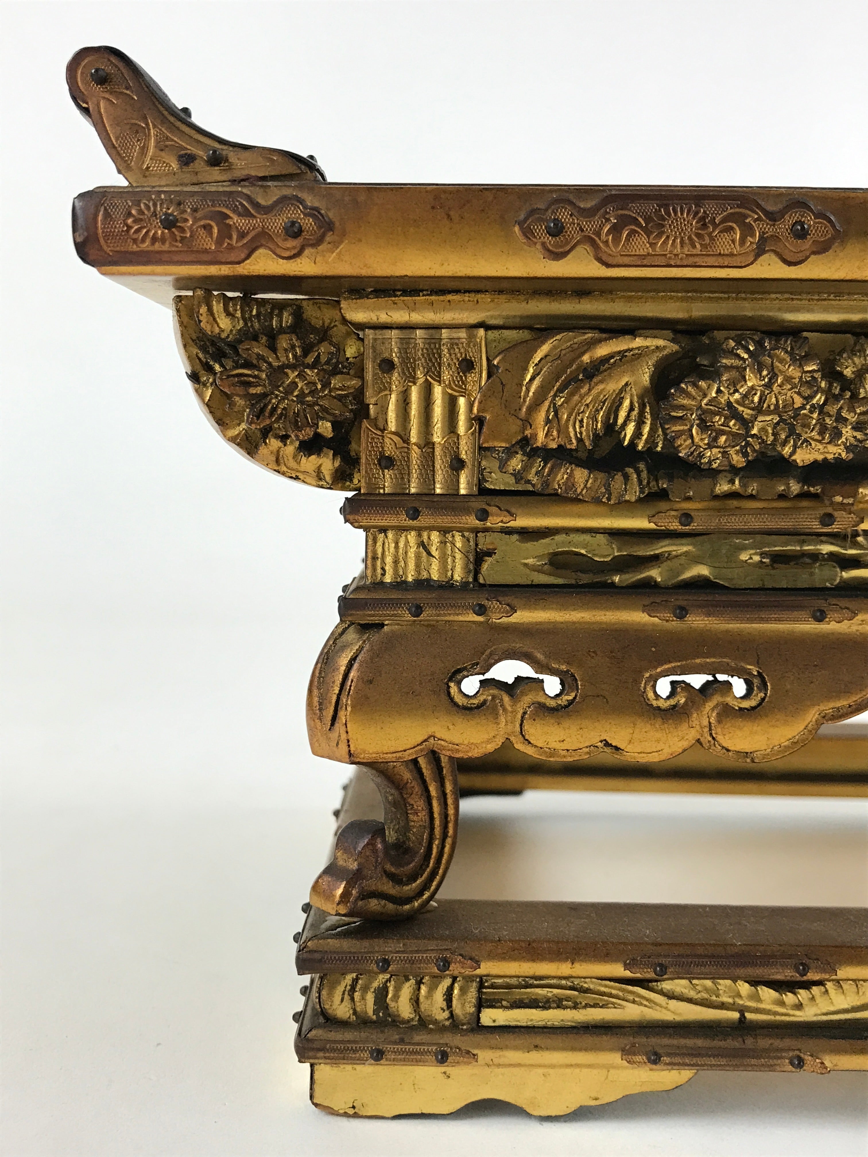 Antique C1900 Japanese Buddhist Altar Wood Lacquer Offering Table Wakasa BA103