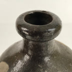 Antique C1900 Japanese Ceramic Sake Bottle Kayoi-Tokkuri Beige Kanji Brown TS746