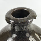 Antique C1900 Japanese Ceramic Sake Bottle Kayoi-Tokkuri Beige Kanji Brown TS747