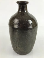 Antique C1900 Japanese Ceramic Sake Bottle Kayoi-Tokkuri Beige Kanji Brown TS748