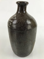 Antique C1900 Japanese Ceramic Sake Bottle Kayoi-Tokkuri Beige Kanji Brown TS748