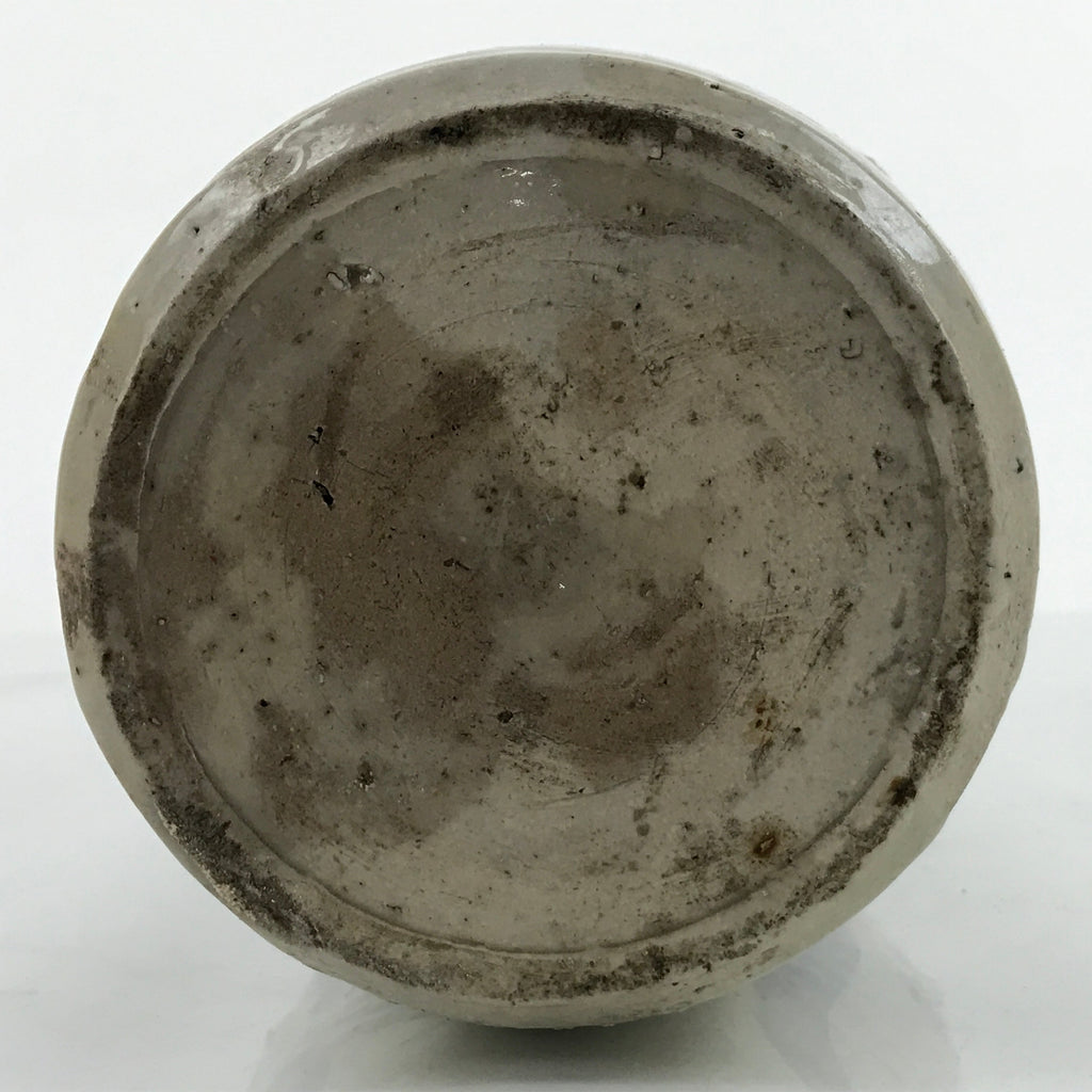 Antique C1900 Japanese Ceramic Sake Bottle Kayoi-Tokkuri Black Kanji Gray TS667