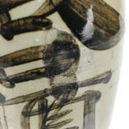 Antique C1900 Japanese Ceramic Sake Bottle Kayoi-Tokkuri Black Kanji Gray TS668