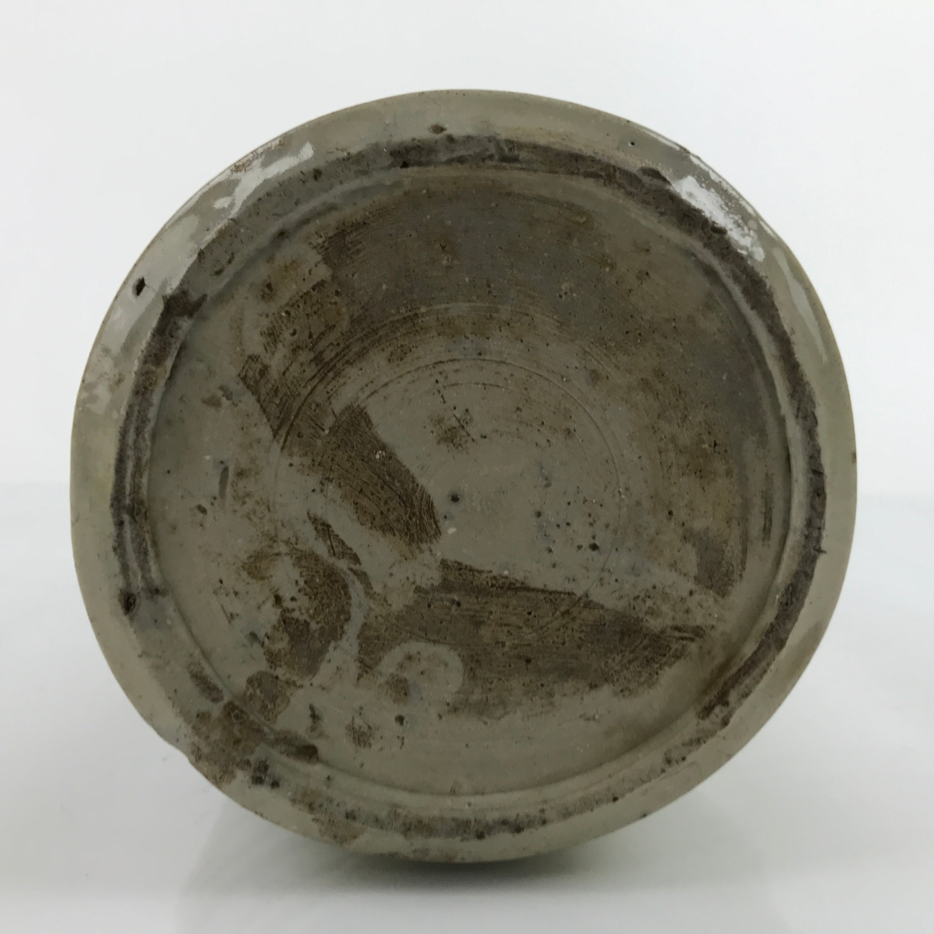 Antique C1900 Japanese Ceramic Sake Bottle Kayoi-Tokkuri Black Kanji Gray TS668