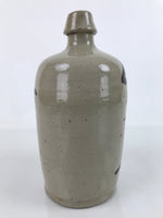 Antique C1900 Japanese Ceramic Sake Bottle Kayoi-Tokkuri Black Kanji Gray TS669