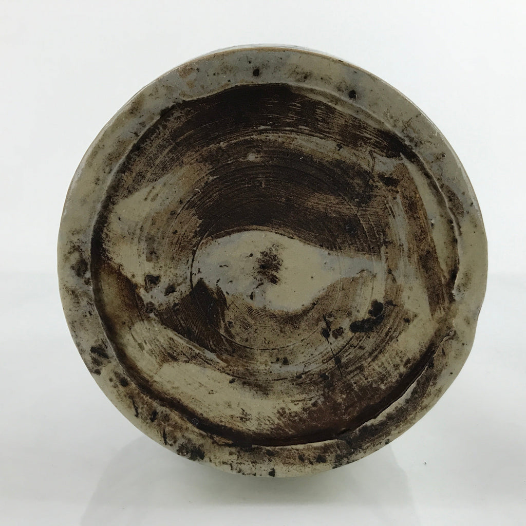 Antique C1900 Japanese Ceramic Sake Bottle Kayoi-Tokkuri Black Kanji Gray TS671